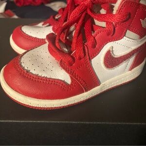 Kids Red and White Jordan Sneakers